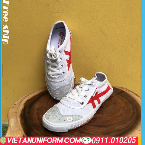 Giày vải bata Bình Minh Trắng sọc đỏ